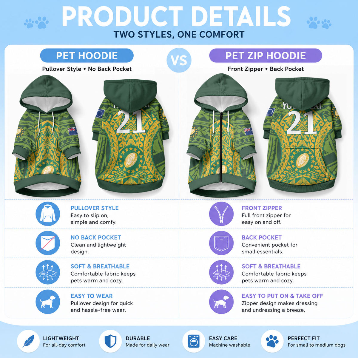 Cook Islands Rugby Custom Pet Hoodie Kukis Athletic Style LT9 - Polynesian Pride