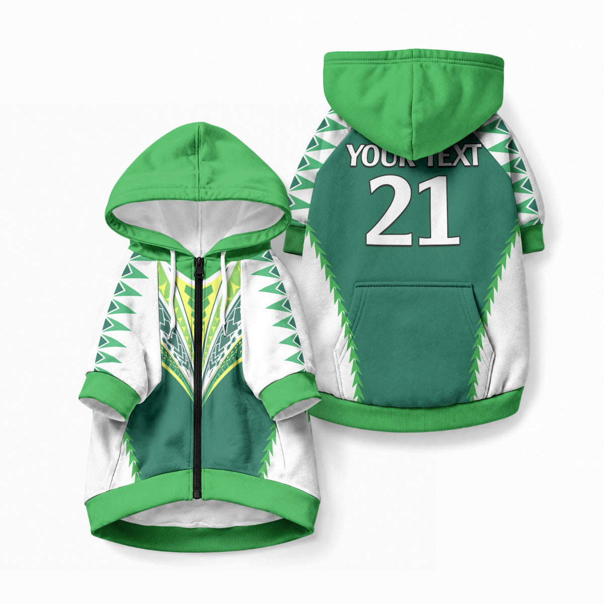 Cook Islands Rugby Custom Pet Hoodie No1 LT9 Zip-up Green - Polynesian Pride