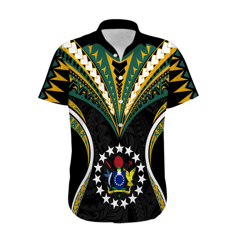 Polynesian Pride Cook Islands Hawaiian Shirt Tribal Wave Style LT9 Black - Polynesian Pride