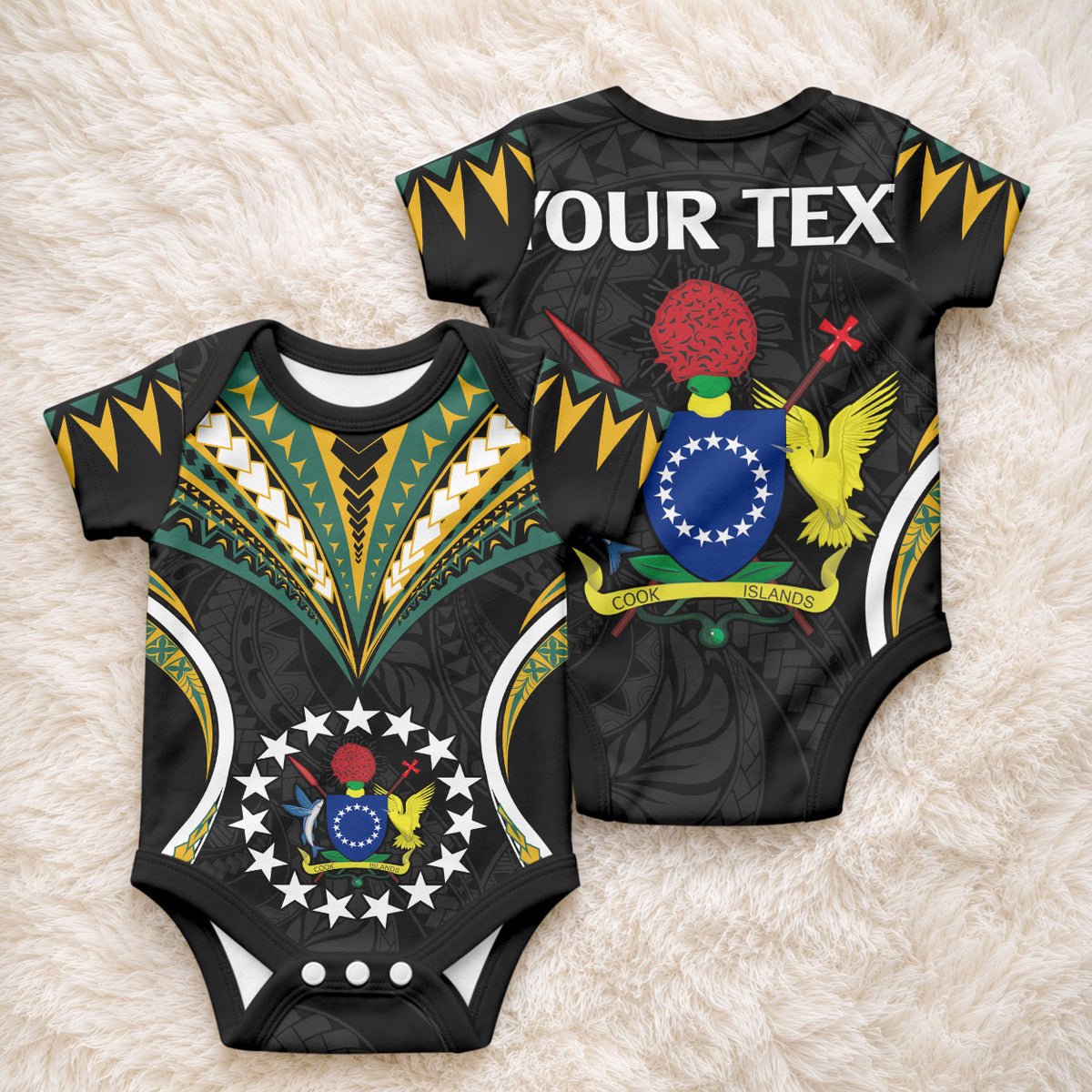 Personalised Polynesian Pride Cook Islands Baby Onesie Tribal Wave Style LT9 - Polynesian Pride