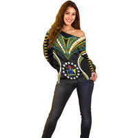 Personalised Polynesian Pride Cook Islands Off Shoulder Sweater Tribal Wave Style LT9 - Polynesian Pride