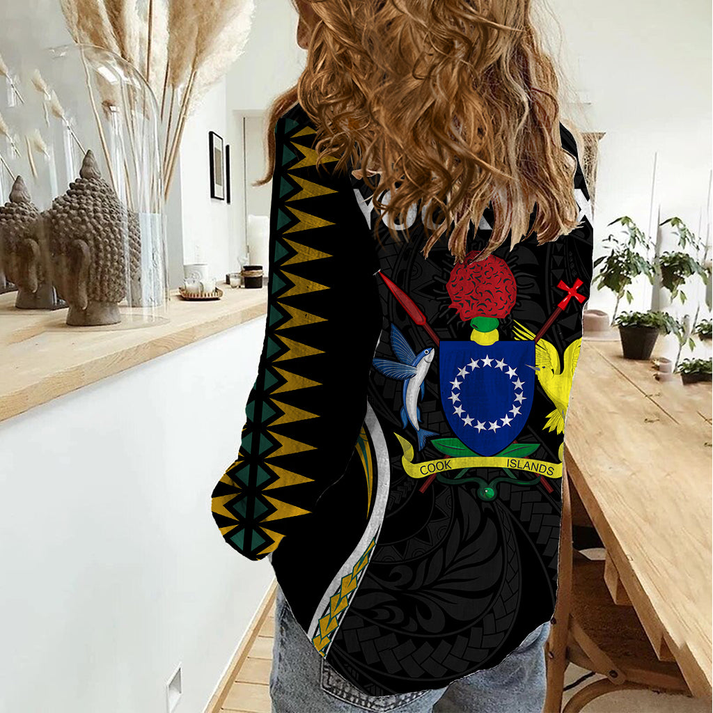 Personalised Polynesian Pride Cook Islands Women Casual Shirt Tribal Wave Style LT9 - Polynesian Pride