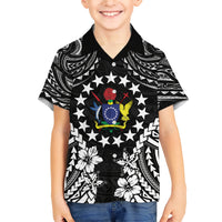 Cook Islands Ra o te Ui Ariki Est 1967 Family Matching Short Sleeve Bodycon Dress and Hawaiian Shirt LT9 Son's Shirt Black - Polynesian Pride