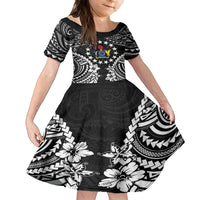 Cook Islands Ra o te Ui Ariki Est 1967 Family Matching Tank Maxi Dress and Hawaiian Shirt LT9 Daughter's Dress Black - Polynesian Pride