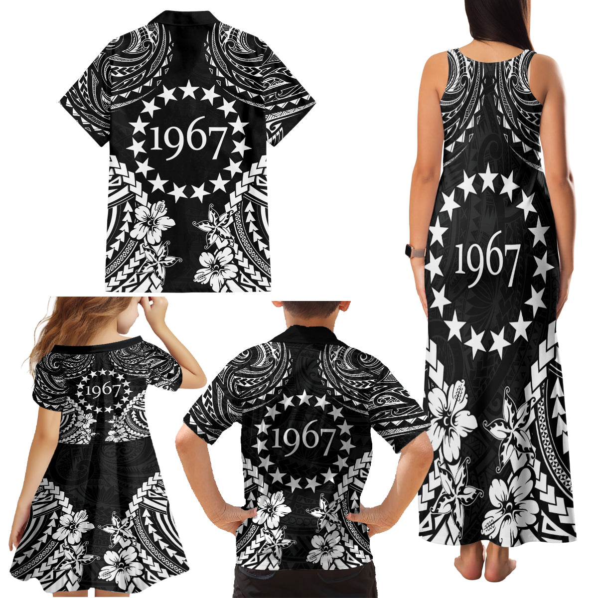 Cook Islands Ra o te Ui Ariki Est 1967 Family Matching Tank Maxi Dress and Hawaiian Shirt LT9 - Polynesian Pride