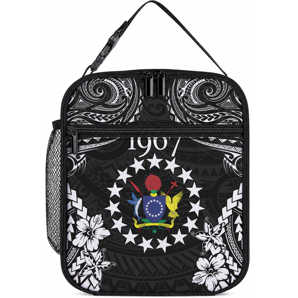 Cook Islands Ra o te Ui Ariki Est 1967 Lunch Bag LT9 10.2 × 8.3 × 4.3 inch Black - Polynesian Pride