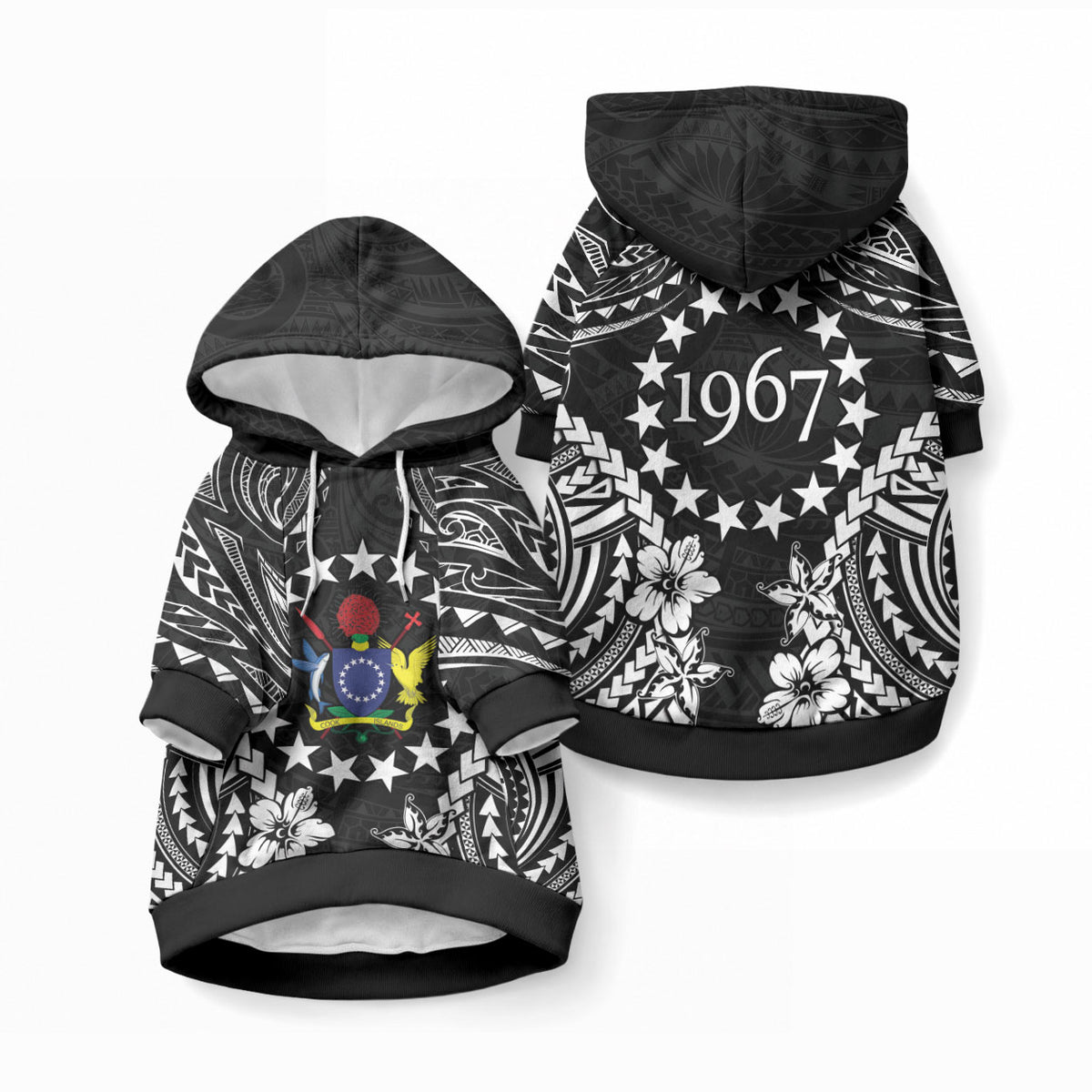 Cook Islands Ra o te Ui Ariki Est 1967 Pet Hoodie LT9 Pullover Black - Polynesian Pride