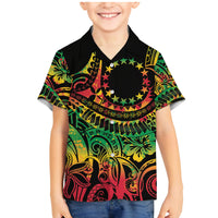 Cook Islands 15 Stars Family Matching Mermaid Dress and Hawaiian Shirt Kuki Airani Polynesian Tribal Wave Tattoo LT9 Son's Shirt Reggae - Polynesian Pride