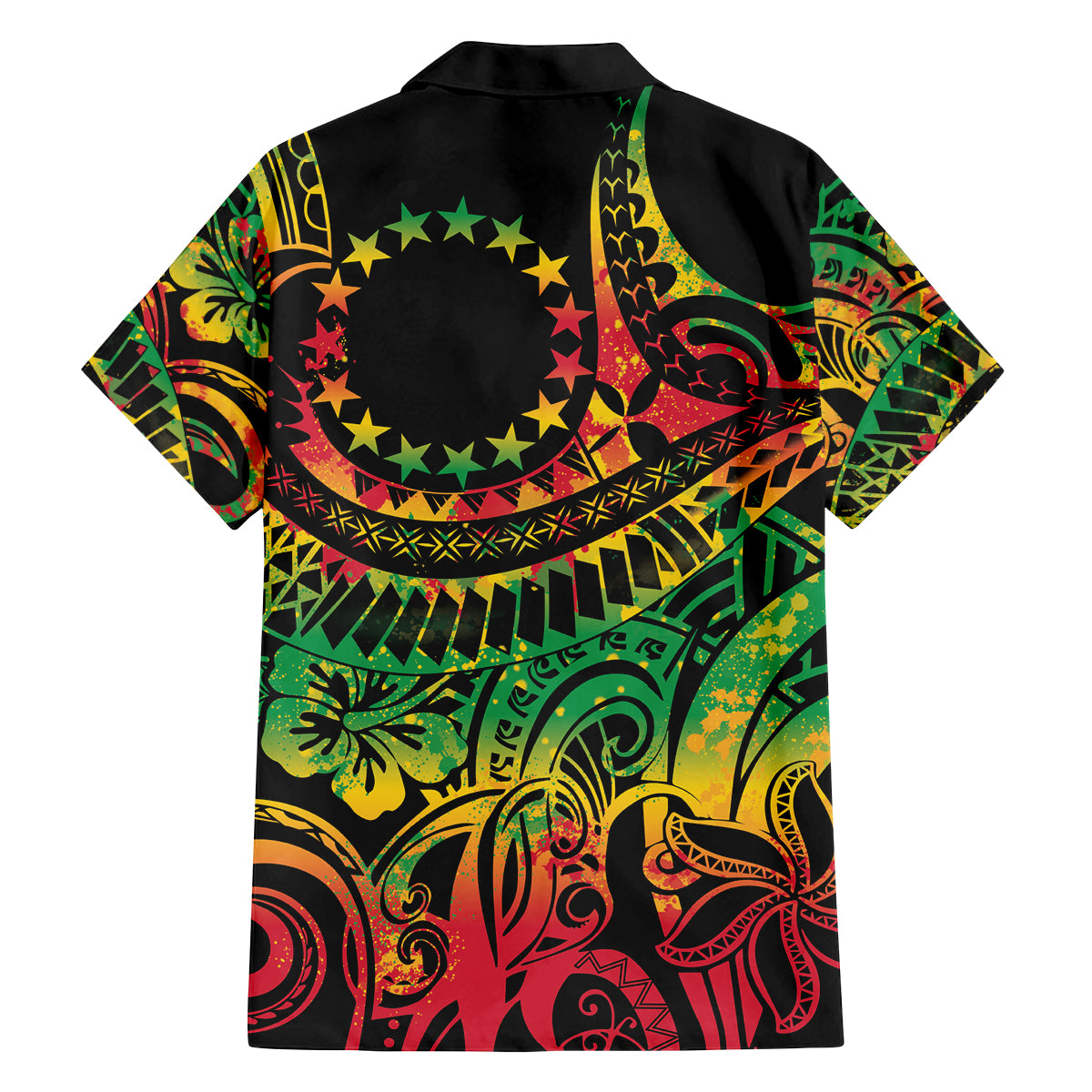 Cook Islands 15 Stars Family Matching Off Shoulder Maxi Dress and Hawaiian Shirt Kuki Airani Polynesian Tribal Wave Tattoo LT9 - Polynesian Pride