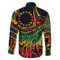 Cook Islands 15 Stars Family Matching Off Shoulder Maxi Dress and Hawaiian Shirt Kuki Airani Polynesian Tribal Wave Tattoo LT9 - Polynesian Pride