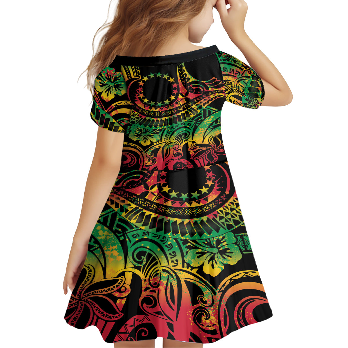 Cook Islands 15 Stars Family Matching Puletasi and Hawaiian Shirt Kuki Airani Polynesian Tribal Wave Tattoo LT9 - Polynesian Pride