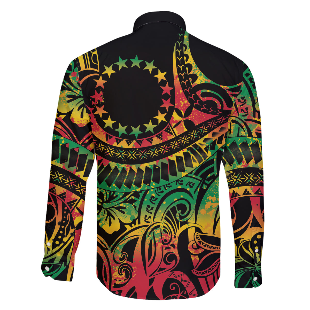 Cook Islands 15 Stars Family Matching Short Sleeve Bodycon Dress and Hawaiian Shirt Kuki Airani Polynesian Tribal Wave Tattoo LT9 - Polynesian Pride