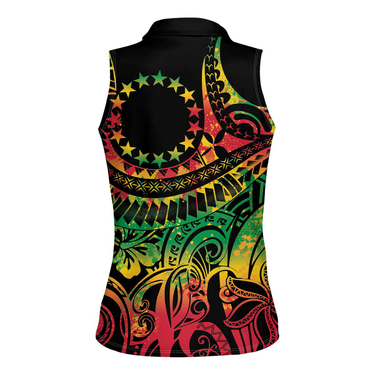Cook Islands 15 Stars Women Sleeveless Polo Shirt Kuki Airani Polynesian Tribal Wave Tattoo LT9 - Polynesian Pride