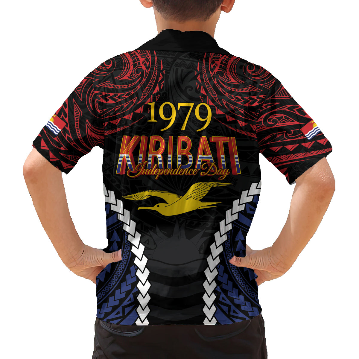 Kiribati 45th Anniversary Independence Day Family Matching Off The Shoulder Long Sleeve Dress and Hawaiian Shirt Since 1979 LT9 - Polynesian Pride