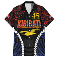 Kiribati 45th Anniversary Independence Day Family Matching Off The Shoulder Long Sleeve Dress and Hawaiian Shirt Since 1979 LT9 Dad's Shirt - Short Sleeve Black - Polynesian Pride