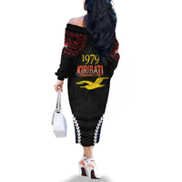 Kiribati 45th Anniversary Independence Day Family Matching Off The Shoulder Long Sleeve Dress and Hawaiian Shirt Since 1979 LT9 - Polynesian Pride