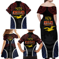 Kiribati 45th Anniversary Independence Day Family Matching Off Shoulder Maxi Dress and Hawaiian Shirt Since 1979