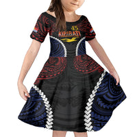 Kiribati 45th Anniversary Independence Day Family Matching Short Sleeve Bodycon Dress and Hawaiian Shirt Since 1979 LT9 Daughter's Dress Black - Polynesian Pride