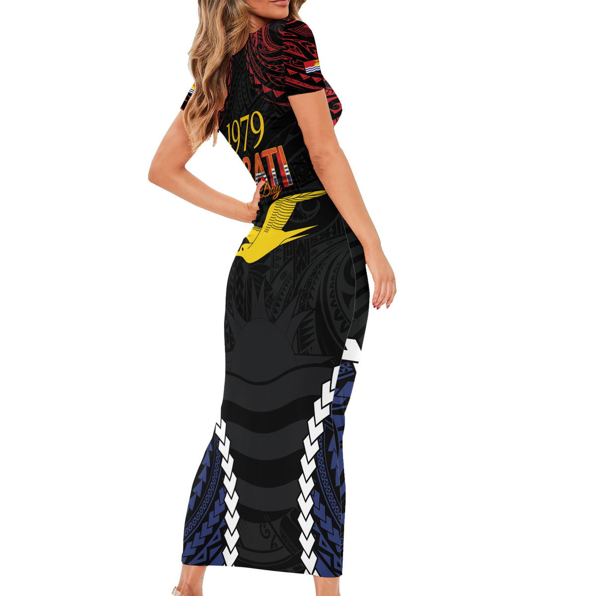 Kiribati 45th Anniversary Independence Day Short Sleeve Bodycon Dress Since 1979