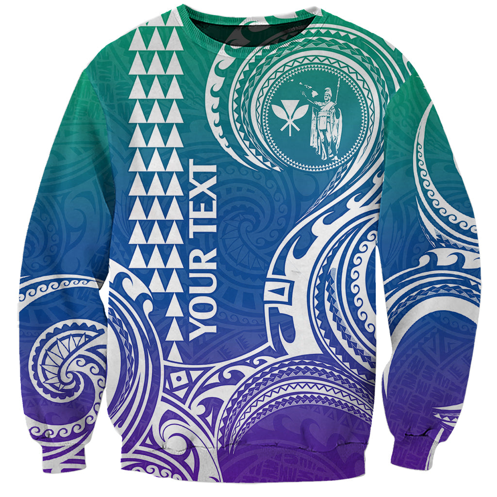 Custom King Kamehameha Day Hawaii Sweatshirt Paradise of the Pacific Tribal Kakau - Gradient LT9 Unisex Gradient - Polynesian Pride