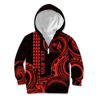 Custom King Kamehameha Day Hawaii Kid Hoodie Paradise of the Pacific Tribal Kakau - Red LT9 - Polynesian Pride