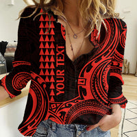 Custom King Kamehameha Day Hawaii Women Casual Shirt Paradise of the Pacific Tribal Kakau - Red LT9 Female Red - Polynesian Pride