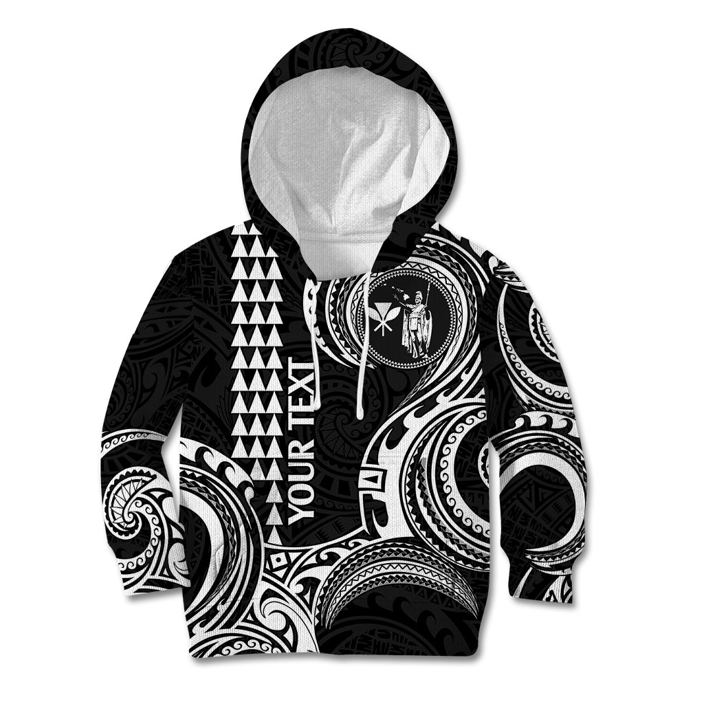 King Kamehameha Day Hawaii Kid Hoodie Paradise of the Pacific Tribal Kakau with Kanaka Maoli - White LT9 White - Polynesian Pride