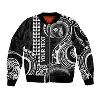 Custom King Kamehameha Day Hawaii Sleeve Zip Bomber Jacket Paradise of the Pacific Tribal Kakau - White LT9 Unisex White - Polynesian Pride