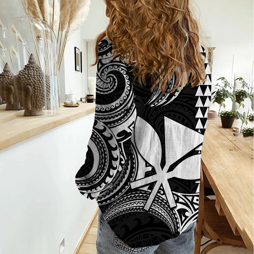 Custom King Kamehameha Day Hawaii Women Casual Shirt Paradise of the Pacific Tribal Kakau - White LT9 - Polynesian Pride