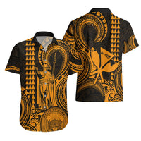 King Kamehameha Day Hawaii Hawaiian Shirt Paradise of the Pacific Tribal Kakau with Kanaka Maoli - Gold LT9 - Polynesian Pride