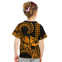 King Kamehameha Day Hawaii Kid T Shirt Paradise of the Pacific Tribal Kakau with Kanaka Maoli - Gold LT9 - Polynesian Pride