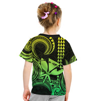 King Kamehameha Day Hawaii Kid T Shirt Paradise of the Pacific Tribal Kakau with Kanaka Maoli - Lime LT9 - Polynesian Pride