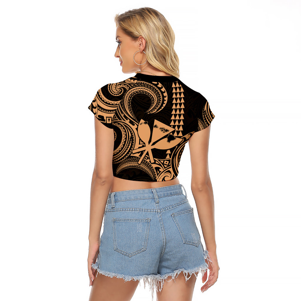 King Kamehameha Day Hawaii Raglan Cropped T Shirt Paradise of the Pacific Tribal Kakau with Kanaka Maoli - Nude LT9 - Polynesian Pride