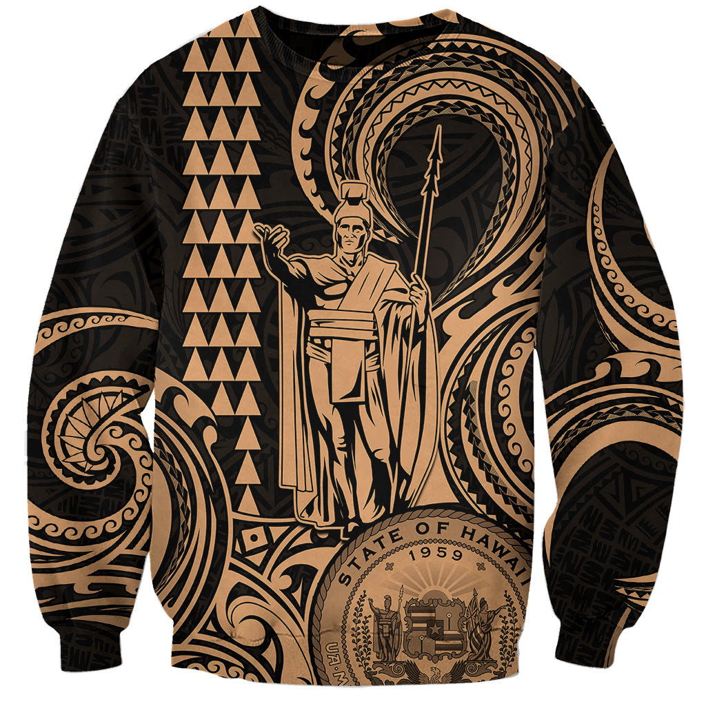 King Kamehameha Day Hawaii Sweatshirt Paradise of the Pacific Tribal Kakau with Kanaka Maoli - Nude LT9 Unisex Nude - Polynesian Pride