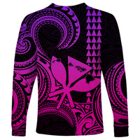 King Kamehameha Day Hawaii Long Sleeve Shirt Paradise of the Pacific Tribal Kakau with Kanaka Maoli - Pink Gradient LT9 - Polynesian Pride