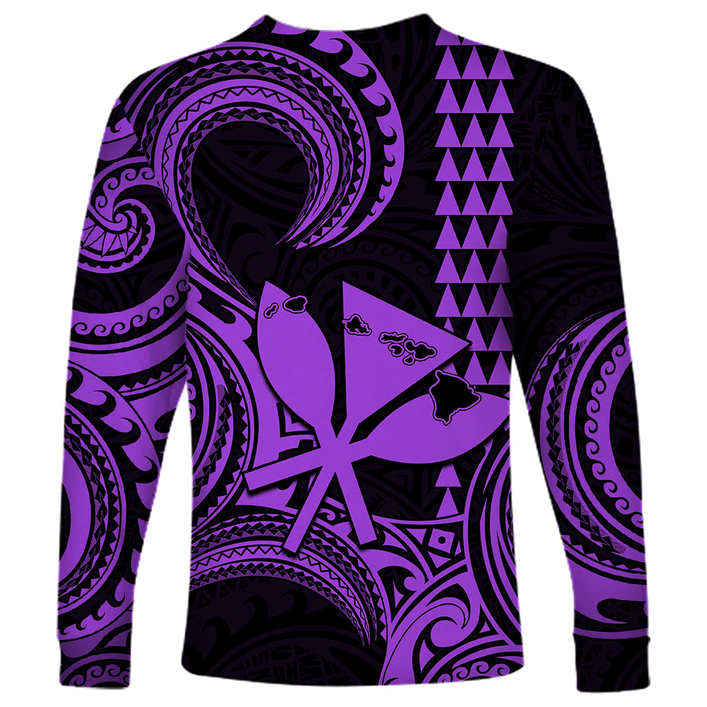 King Kamehameha Day Hawaii Long Sleeve Shirt Paradise of the Pacific Tribal Kakau with Kanaka Maoli - Purple LT9 - Polynesian Pride