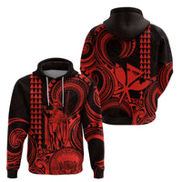 King Kamehameha Day Hawaii Hoodie Paradise of the Pacific Tribal Kakau with Kanaka Maoli Red LT9 - Polynesian Pride