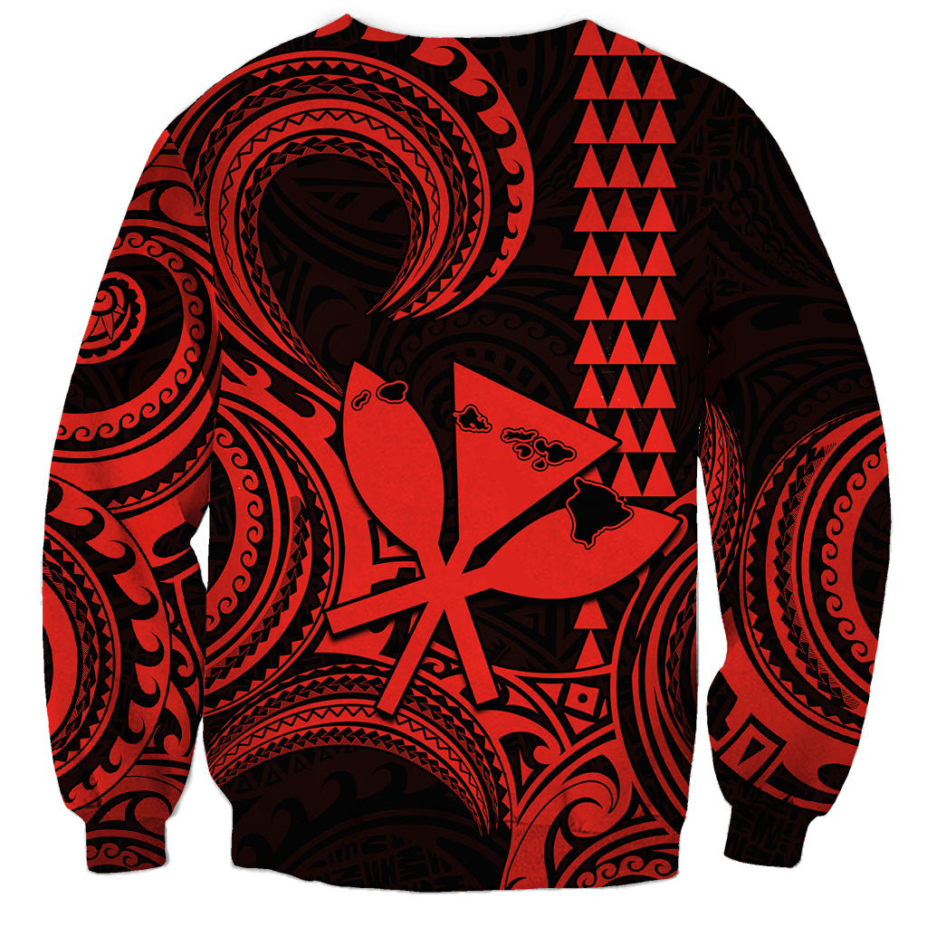 King Kamehameha Day Hawaii Sweatshirt Paradise of the Pacific Tribal Kakau with Kanaka Maoli - Red LT9 - Polynesian Pride