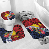Flag of Kiribati Polynesian Pattern Bathroom Set Est 1979 With Tropical Flowers LT9 Mat Set Only (3 pcs) One Size Red - Polynesian Pride
