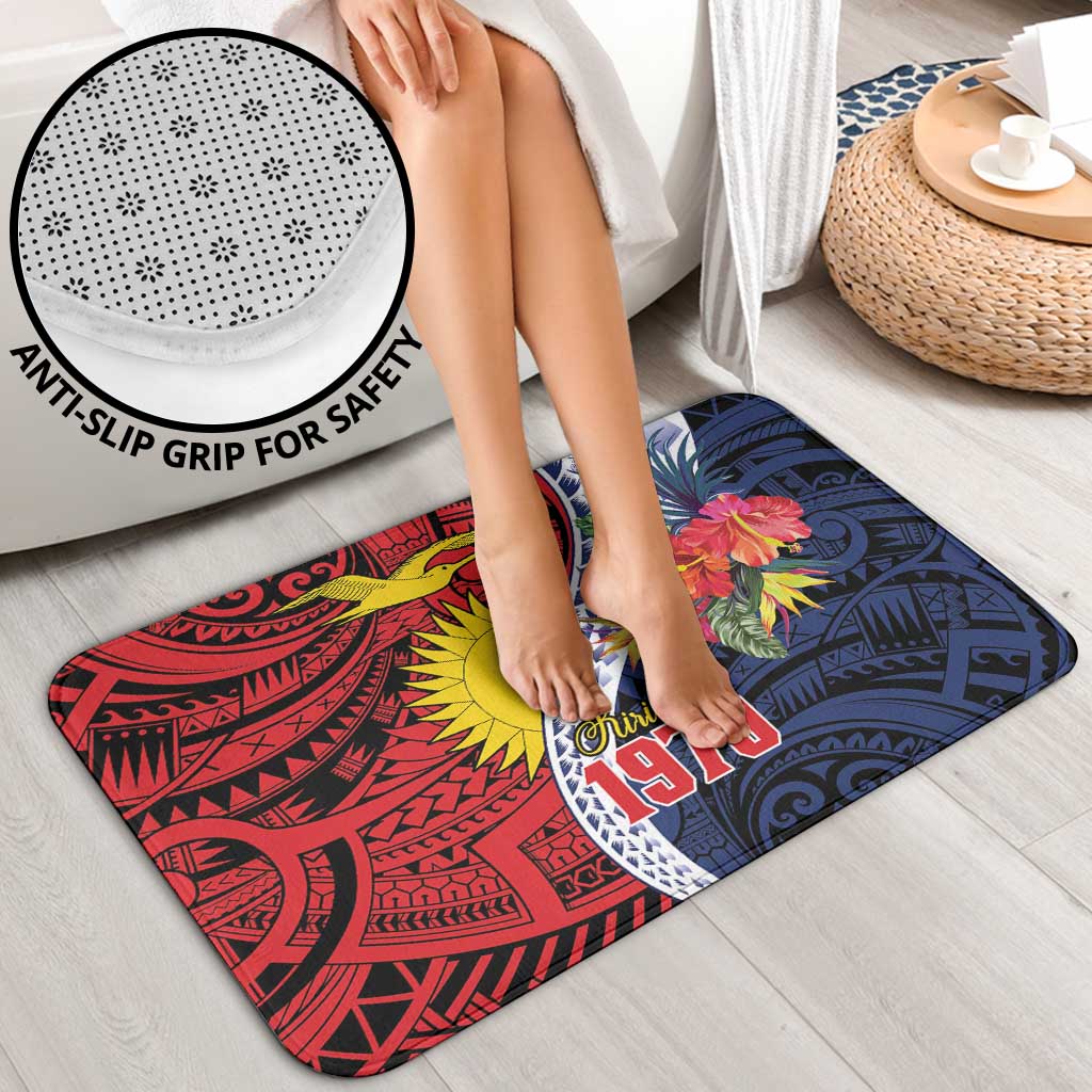 Flag of Kiribati Polynesian Pattern Bathroom Set Est 1979 With Tropical Flowers LT9 - Polynesian Pride