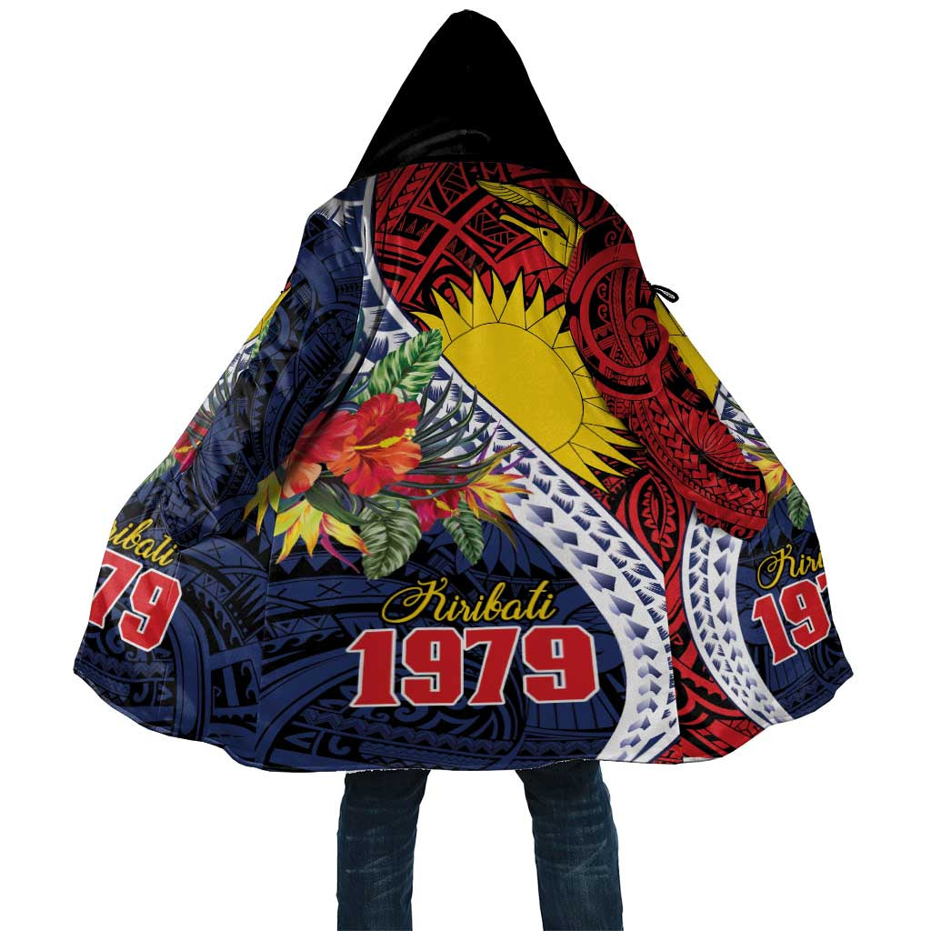 Flag of Kiribati Polynesian Pattern Cloak Est 1979 With Tropical Flowers LT9 Unisex Red - Polynesian Pride