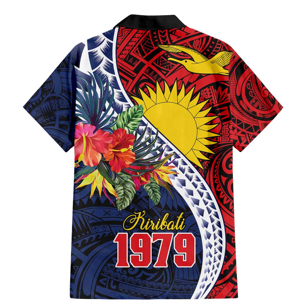 Flag of Kiribati Polynesian Pattern Family Matching Mermaid Dress and Hawaiian Shirt Est 1979 With Tropical Flowers LT9 - Polynesian Pride
