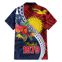 Flag of Kiribati Polynesian Pattern Family Matching Short Sleeve Bodycon Dress and Hawaiian Shirt Est 1979 With Tropical Flowers LT9 - Polynesian Pride