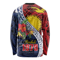 Flag of Kiribati Polynesian Pattern Long Sleeve Shirt Est 1979 With Tropical Flowers LT9 - Polynesian Pride