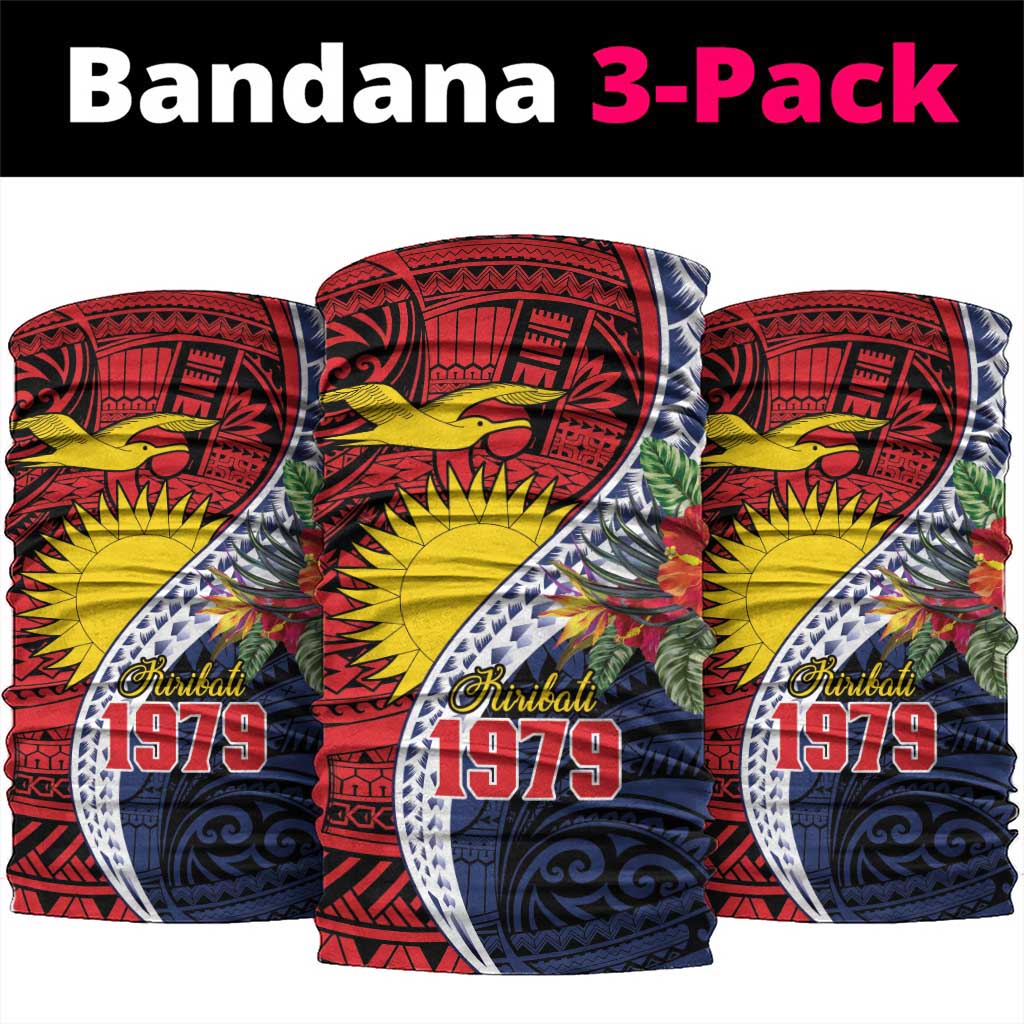 Flag of Kiribati Polynesian Pattern Neck Gaiter Est 1979 With Tropical Flowers - Polynesian Pride