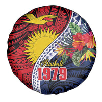 Flag of Kiribati Polynesian Pattern Spare Tire Cover Est 1979 With Tropical Flowers LT9 - Polynesian Pride