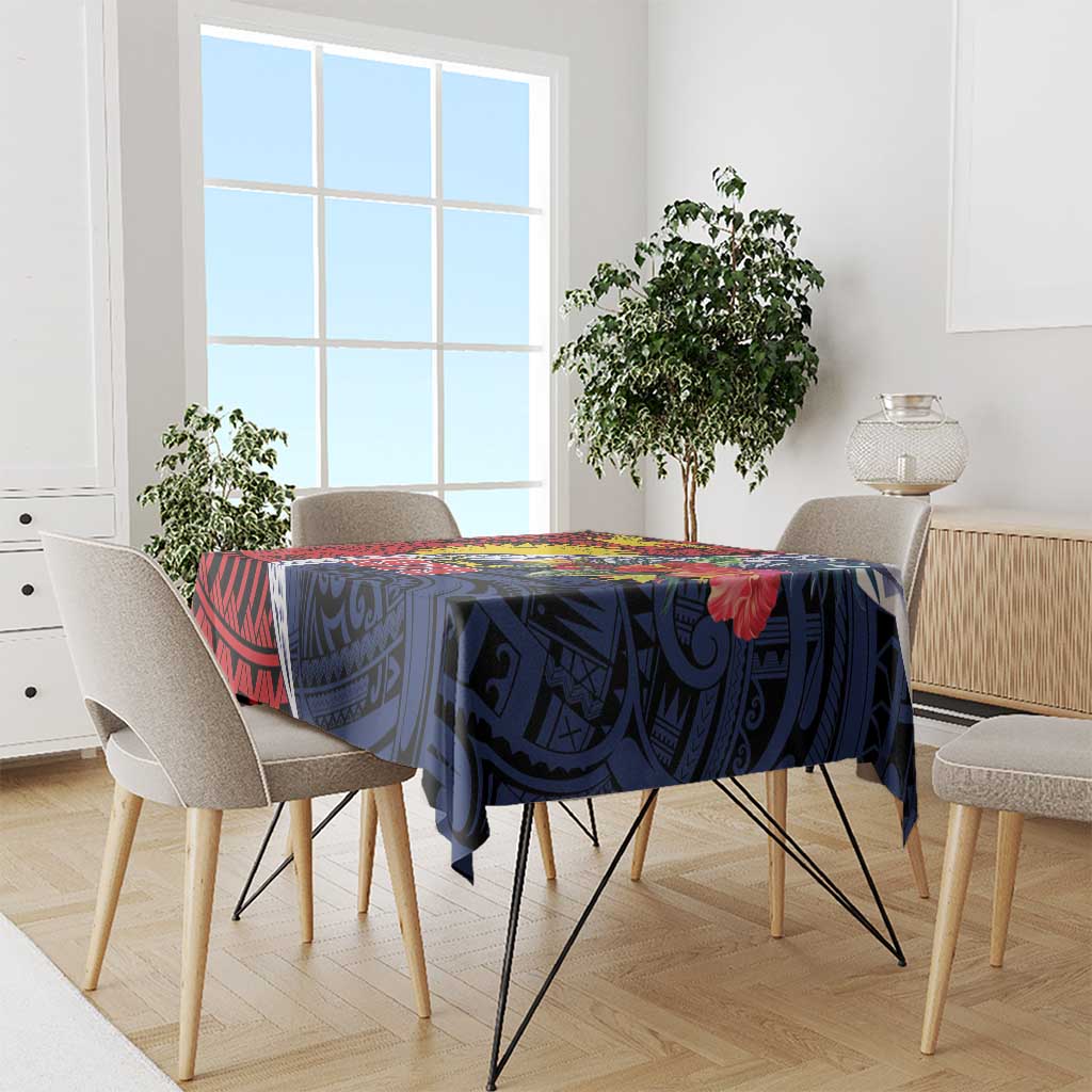 Flag of Kiribati Polynesian Pattern Tablecloth Est 1979 With Tropical Flowers
