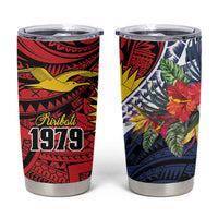 Flag of Kiribati Polynesian Pattern Tumbler Cup Est 1979 With Tropical Flowers LT9 Red - Polynesian Pride
