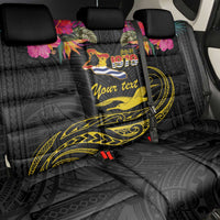 Kiribati Independence Day Personalised Back Car Seat Cover Gold Frigatebird with Polynesian Pattern