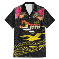 Kiribati Independence Day Personalised Family Matching Mermaid Dress and Hawaiian Shirt Gold Frigatebird with Polynesian Pattern LT9 Dad's Shirt - Short Sleeve Black - Polynesian Pride